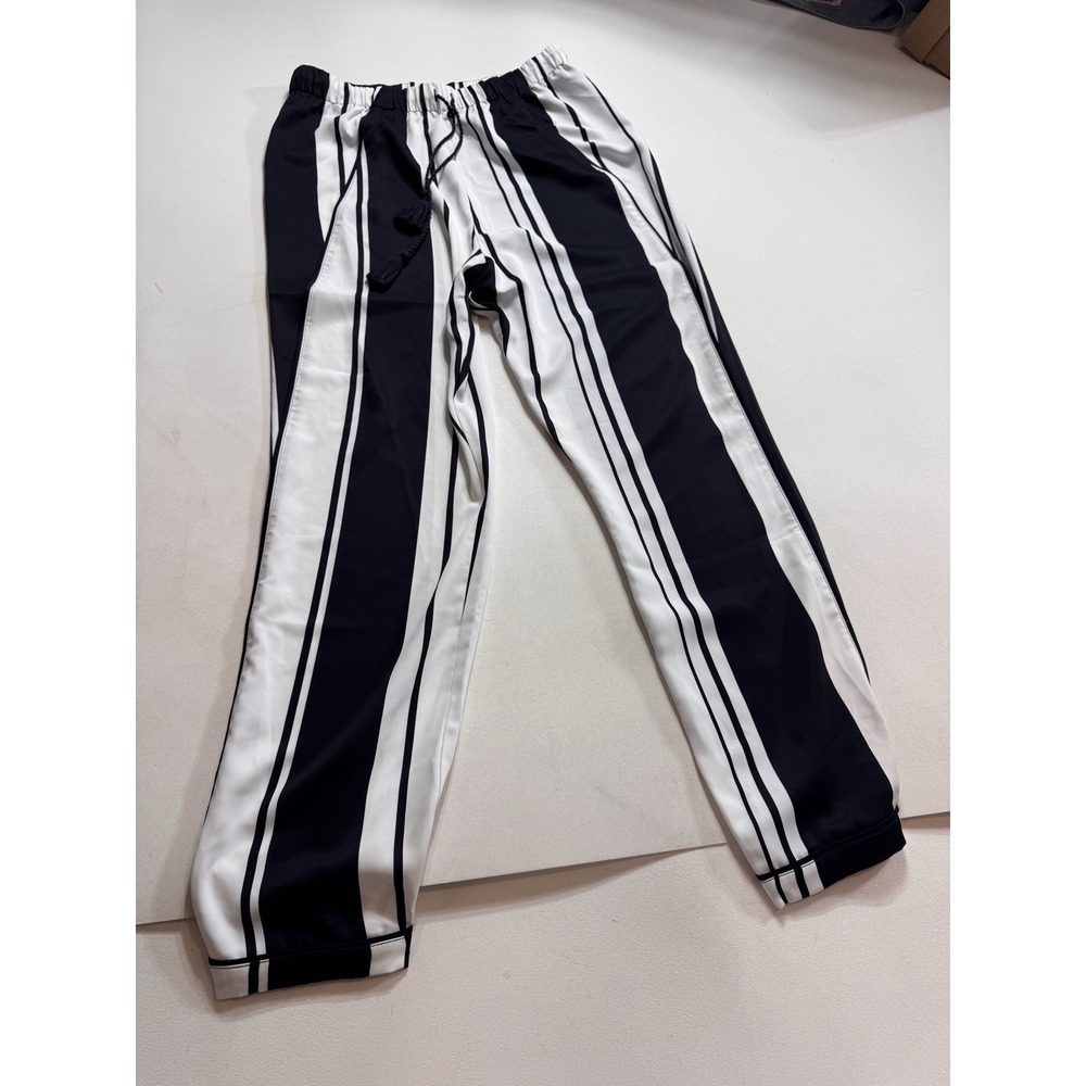 Negative Underwear Lounge Pants Womens Small Black Striped Satin Drawstring